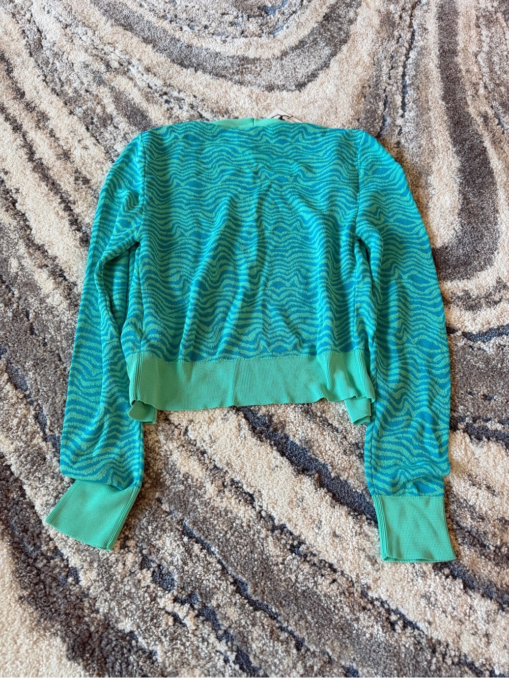 ZARA Turquoise Wave-Pattern Cardigan - Picture 4 of 4